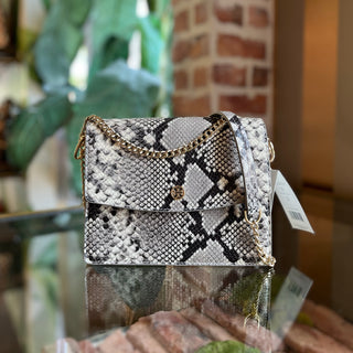 TORY BURCH Parker Convertible Snake Skin Embossed Leather Shoulder Bag