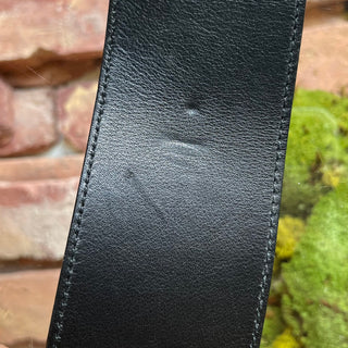 DIOR Wide Black Leather Peace Sign Belt SZ 90