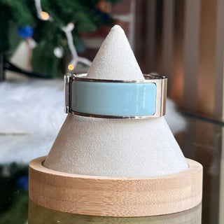 HERMES Clic Clac H Bleu Glacier Enamel Bracelet