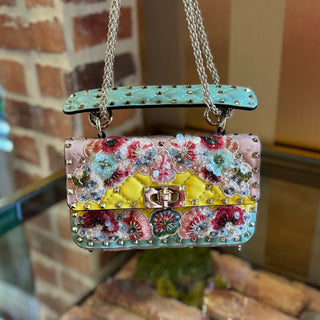 VALENTINO Sequin Rockstud Leather Crossbody