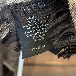 GUCCI Dark Gray Metallic GG Monogram Silk & Wool Blend Scarf Shawl