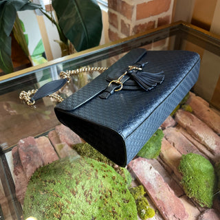 GUCCI Emily Chain Medium Blue Microguccissima Leather Shoulder Bag