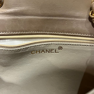 CHANEL Vintage Beige Quilted Lambskin Tassel Bag