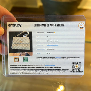 CHANEL Vintage Classic Top Handle Flap Bag Quilted Lambskin Medium