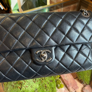 CHANEL Burgundy Rocks Small Flap Black Quilted Sheepskin Leather Shoulder Bag