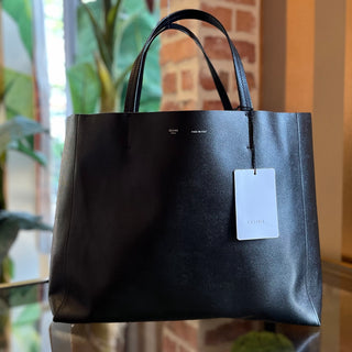CELINE Horizontal Cabas Black Grained Calfskin Shopping Tote Bag