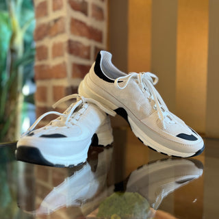 CHANEL White/Black CC Trainer Sneakers SZ 39 (US 9)