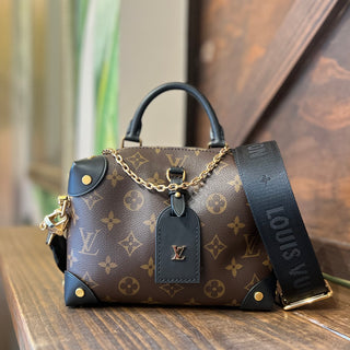 LOUIS VUITTON Petite Malle Souple Brown Black Monogram Top Handle Bag