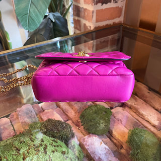 VERSACE Dark Fuchsia Quilted La Medusa Chain Crossbody