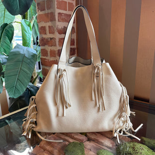 VALENTINO Off White Leather C-Rockee Tote