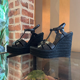 SAINT LAURENT Black Tribute Espadrilles SZ 40 (US 10)