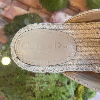 CHRISTIAN DIOR Beige Canvas Espadrilles Slides SZ 39 (US 9)