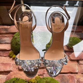 LOUBOUTIN Okydok Lurex Silver Metallic Patent Leather Heels SZ 41 (US 11)