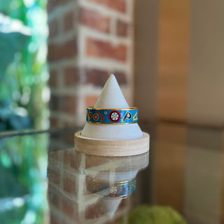 HERMES Multicolor Tohu Bohu Gold Tone Rim Enamel Bangle SZ L