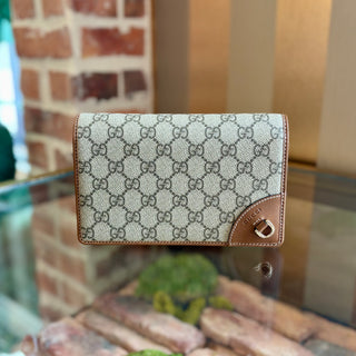 GUCCI GG Emblem Wallet with Leather Strap