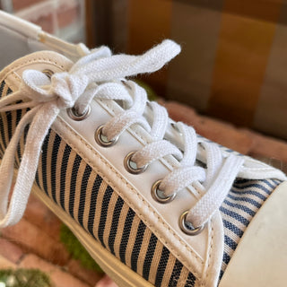 CELINE Blue White Stripe Canvas Sneakers SZ38(8US)