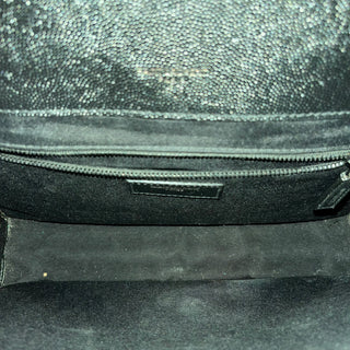 SAINT LAURENT Triquilt Large Black on Black Grain De Poudre Leather Shoulder Bag