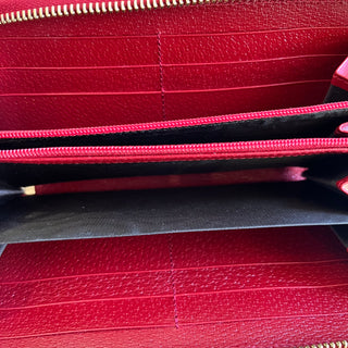 GUCCI Tian Red GG Supreme Canvas Zip Around Wallet