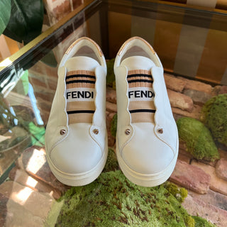 FENDI White Slip On Sneaker SZ 38.5