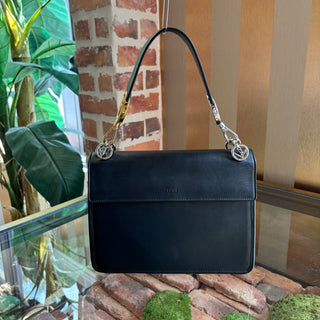 FENDI Black Kan 1 Logo Shoulder Bag
