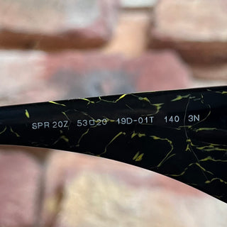 PRADA SPR20Z Black Marble Acetate Oval Eye Sunglasses