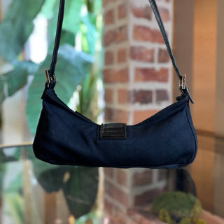 FENDI Baguette Black Neoprene Vintage Crossbody Bag