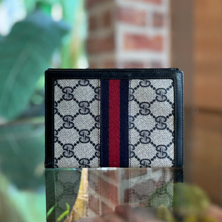 GUCCI Navy Blue GG Canvas Vintage Passport Holder
