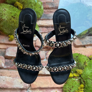 LOUBOUTIN Black Leather Stud Heels SZ 36 (US 6)