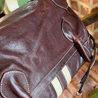 PRADA Buckle Striped Brown Shoulder Bag