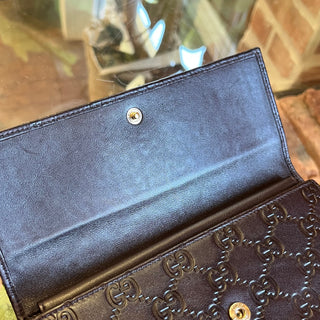 GUCCI Brown Guccissima Leather Continental Flap Snap Wallet