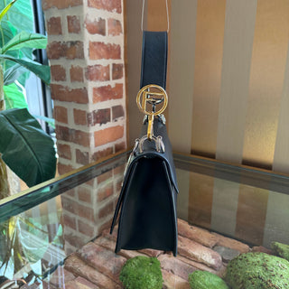 FENDI Black Kan 1 Logo Shoulder Bag