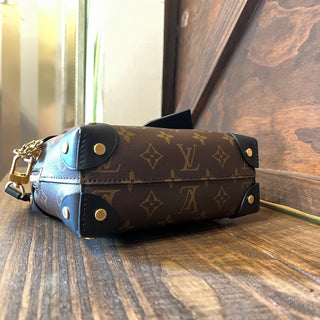 LOUIS VUITTON Petite Malle Souple Brown Black Monogram Top Handle Bag