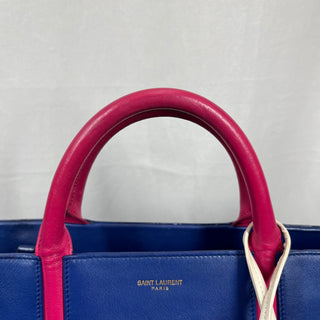 SAINT LAURENT Small Cabas Rive Gauche Blue White Pink