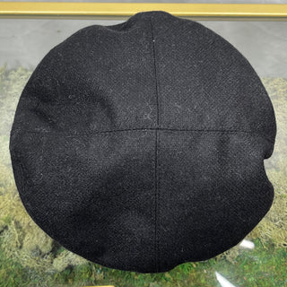 DOLCE&GABBANA Black Wool DG Logo Newsboy Cap SZ56