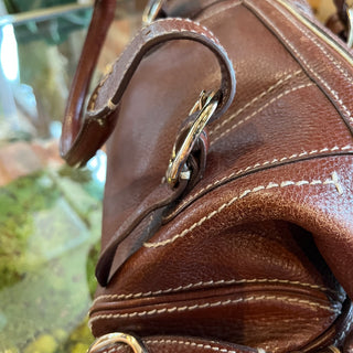 BURBERRY Brown Grained Leather Satchel Bag