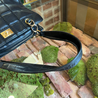 CHANEL Vintage Chocolate Bar Black Quilted Leather Tote Bag