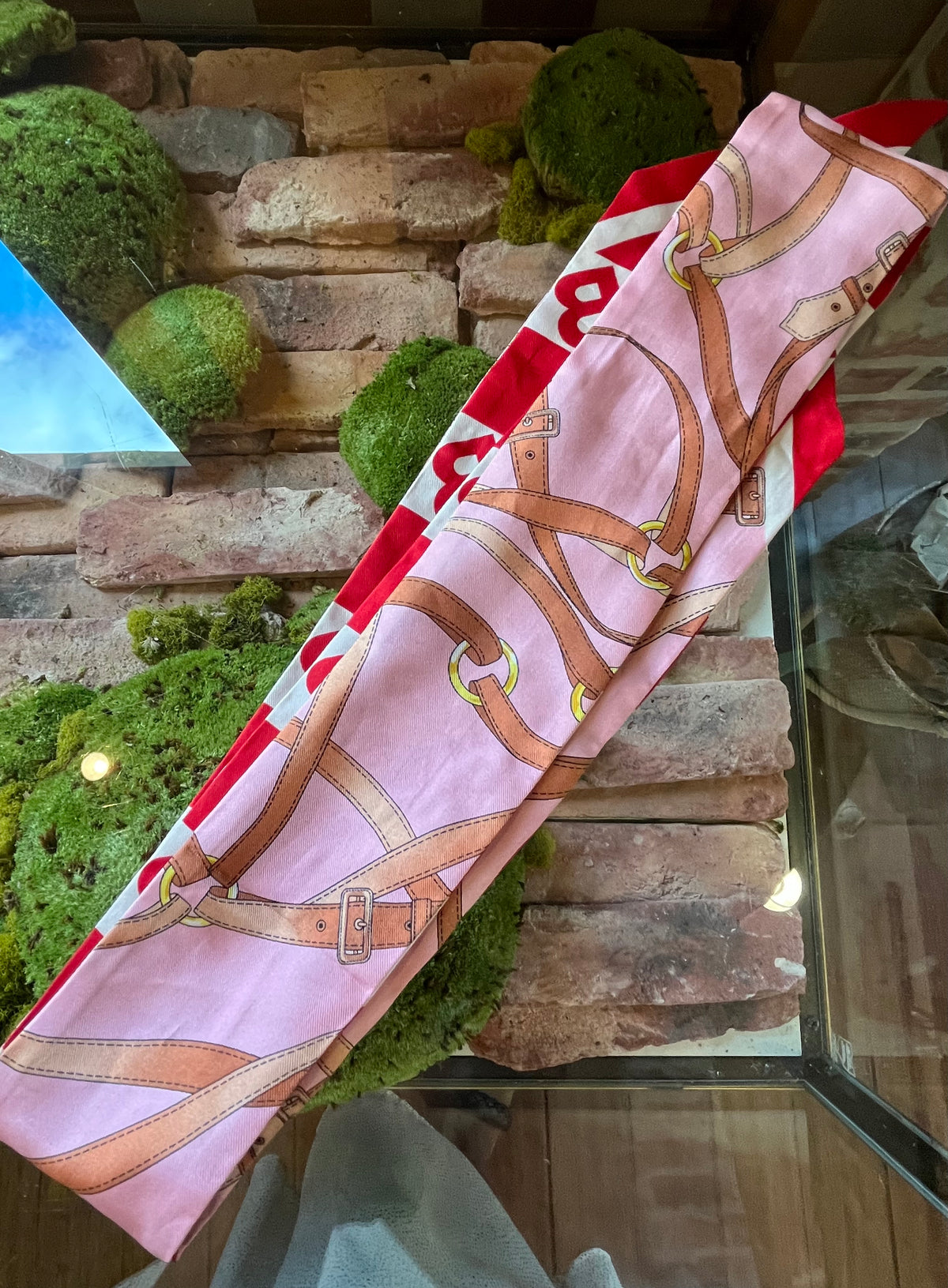 BURBERRY Pink/Red Twilly Scarf