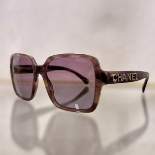 CHANEL 5408 1641/S1 Light Brown Purple Tortoise Acetate Square Sunglasses