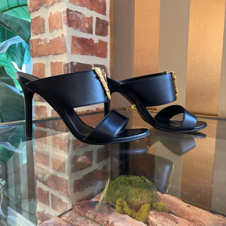 VERSACE Virtus V Black Leather Heels SZ 36 (US 6)