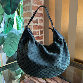 GUCCI GG Green Canvas Hobo
