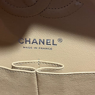 CHANEL Double Flap Classic Medium Beige Caviar Leather Shoulder Bag