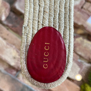 GUCCI Red Nappa Matelasse GG Marmont Espadrille Slides Sandals SZ39.5(9.5US)