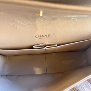 CHANEL Classic Jumbo Double Flap Beige Quilted Caviar Shoulder Bag