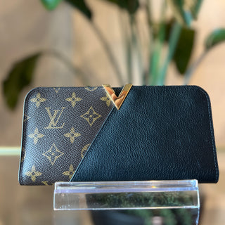 LOUIS VUITTON Monogram Canvas Black Leather Kimono Wallet