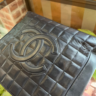 CHANEL Black Lambskin Chocolate Bar Vintage Tote Bag
