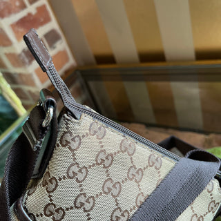 GUCCI Reins GG Monogram Canvas Brown Crossbody Bag