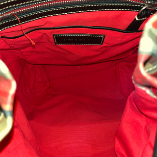 BURBERRY Large Vintage Check Graffiti Print Red Rucksack Backpack