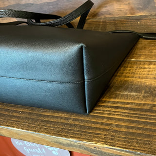 SAINT LAURENT East West Black Calfskin Leather Shopping Tote
