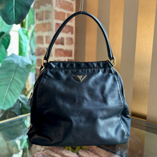PRADA Black Leather Shoulder Bag