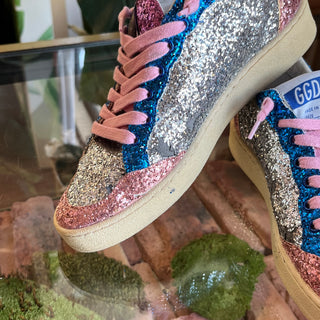 GOLDEN GOOSE Ballstar Multicolor Glitter Pink Star Sneakers SZ35(5US)